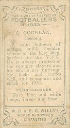 1933 Wills's Victorian Footballers (Small) #159 Arthur Coghlan Back